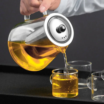 Théière en verre résistant à la chaleur avec infuseur en acier inoxydable – Service à thé Kung Fu 800 ml