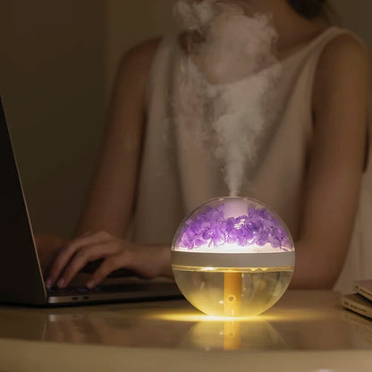 BreezeGlow : Humidificateur d'air USB portable avec projection de ciel étoilé à LED pour une ambiance relaxante